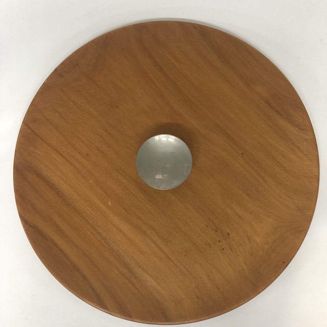 PLATTER, 1950s Teak Platter w Knob